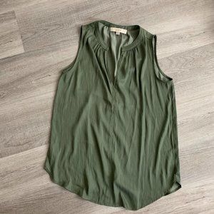 loft green silk top - size S